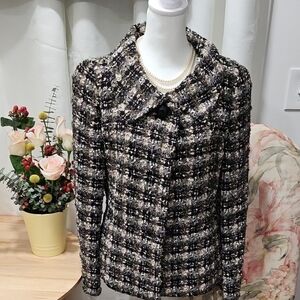 Talbots 2 Jackets Elegant Black and White Tweed Jacket